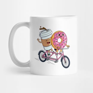 Donut and Coffee: Best Friends on a Tandem Bike Mug